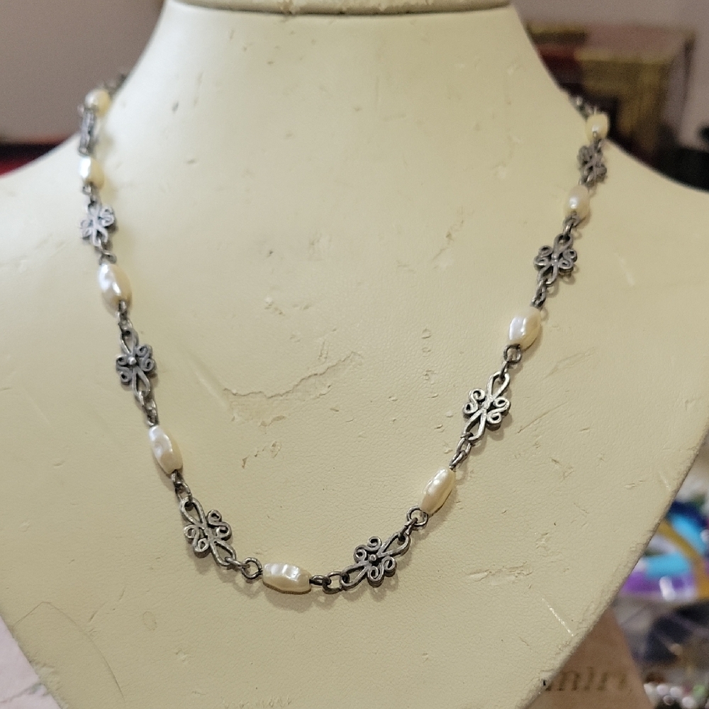 MCM Faux Fresh Water Pearl Necklace 16"